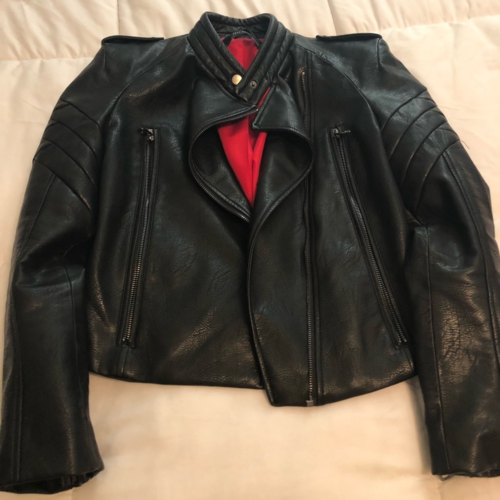 Zara black faux leather jacket
